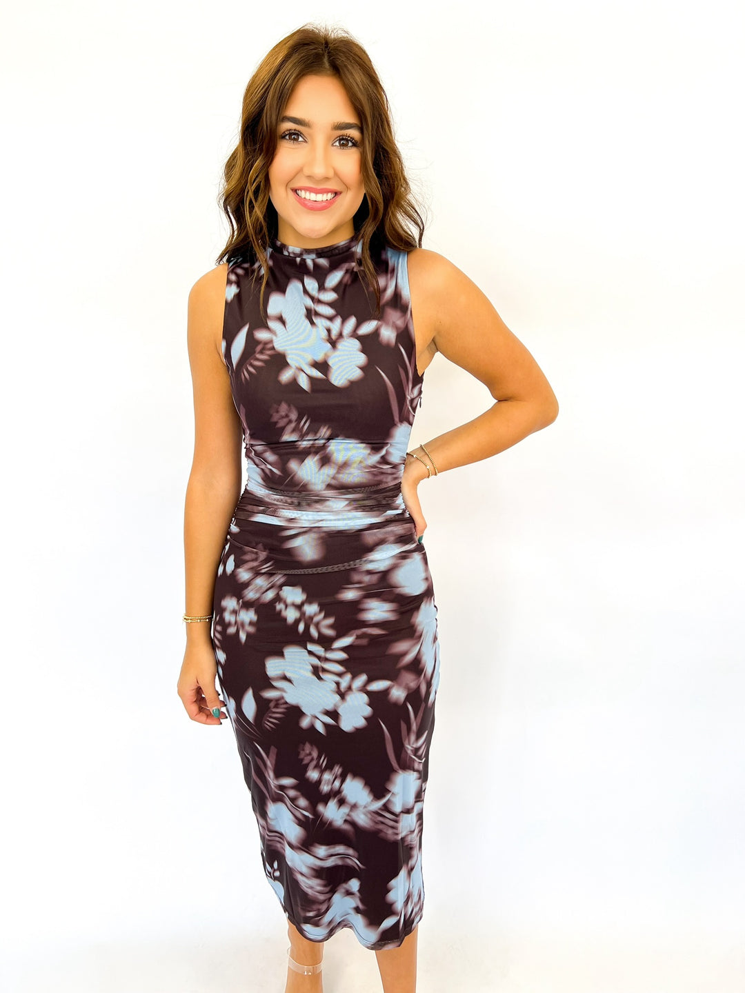 Brown & Blue Multi Urban Siren Midi Dress