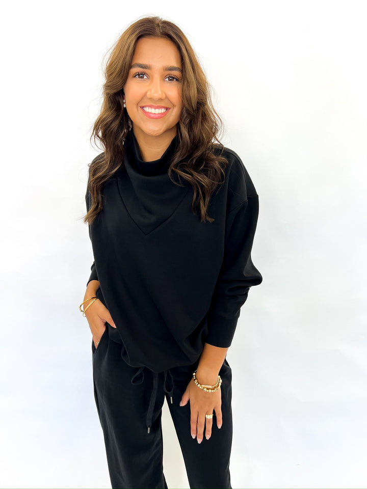 Black Cowl Neck Sweatshirt Set