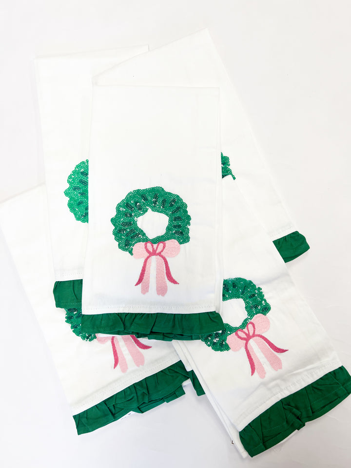 Sequin Wreath Tea Towel