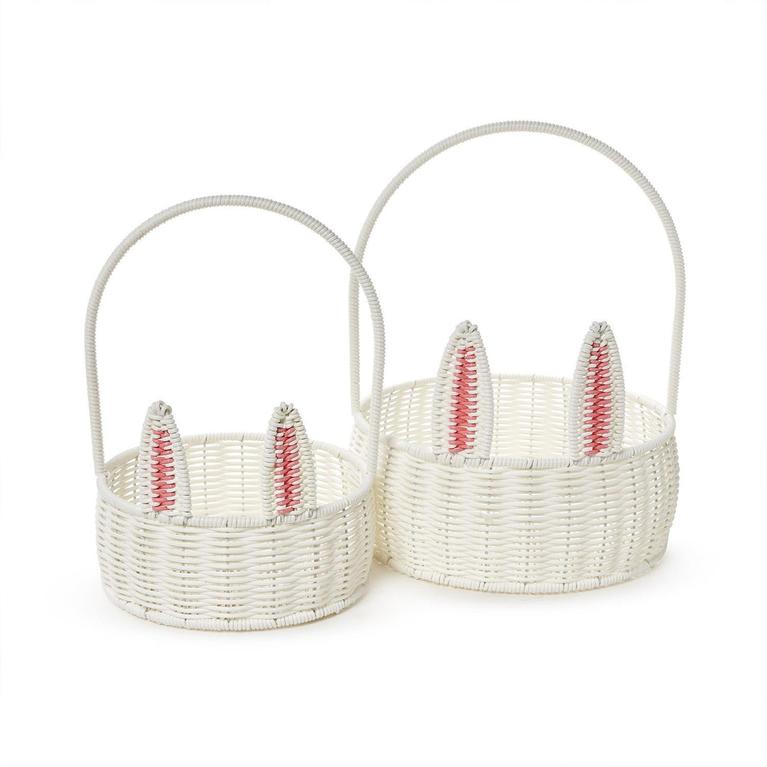 Faux Wicker Easter White Bunny Basket