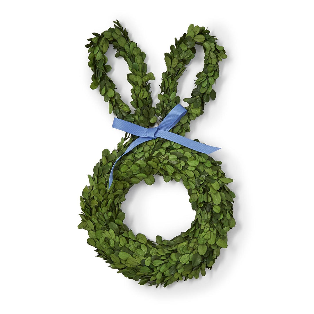 Preserved Natural Boxwood Bunny Wreath