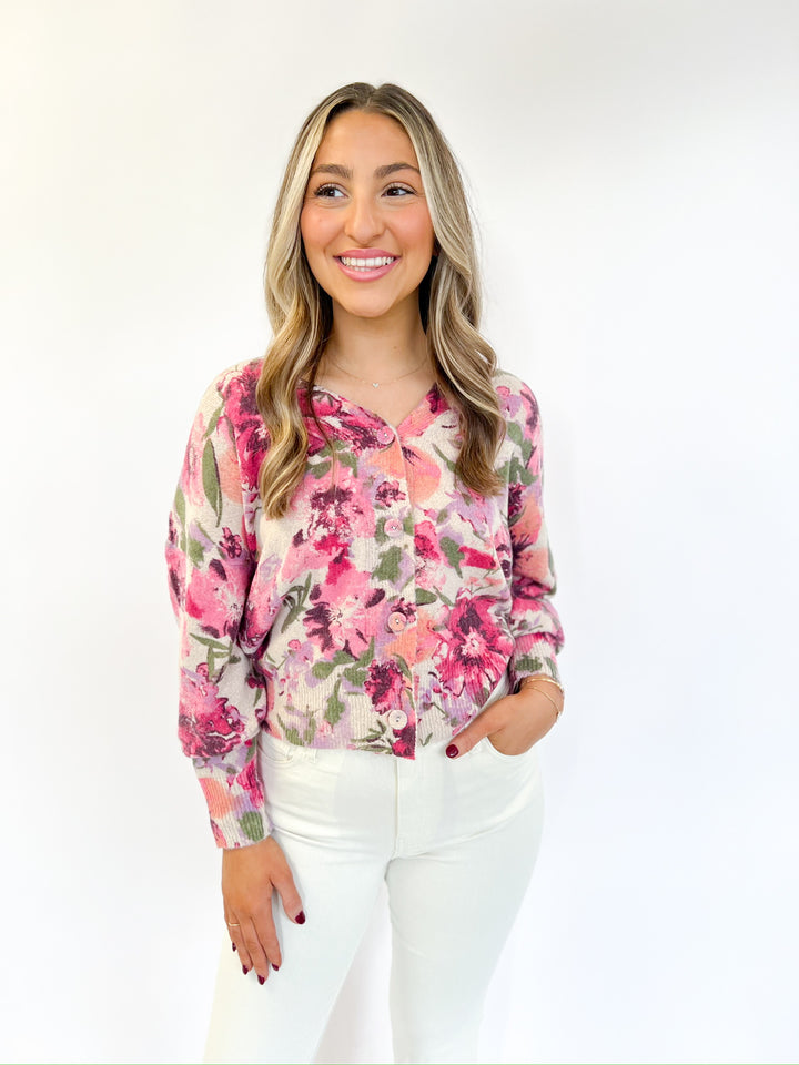 Blush Plum Printed Cardigan