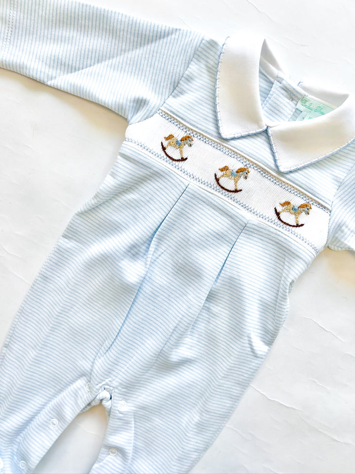 Rocking Horse Smocked Baby Boy Footie 3 Months