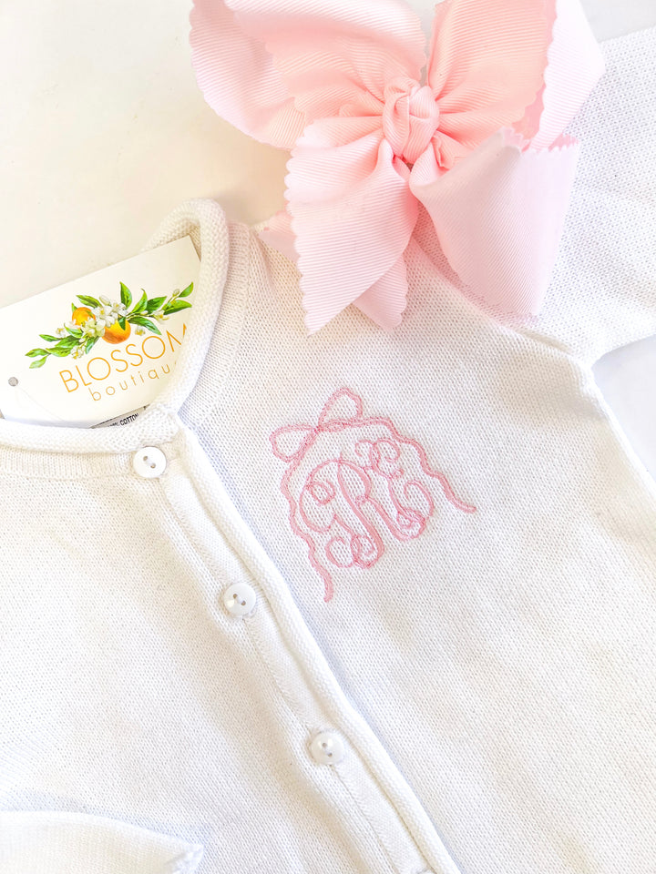 White Rolled Neck Cardigan