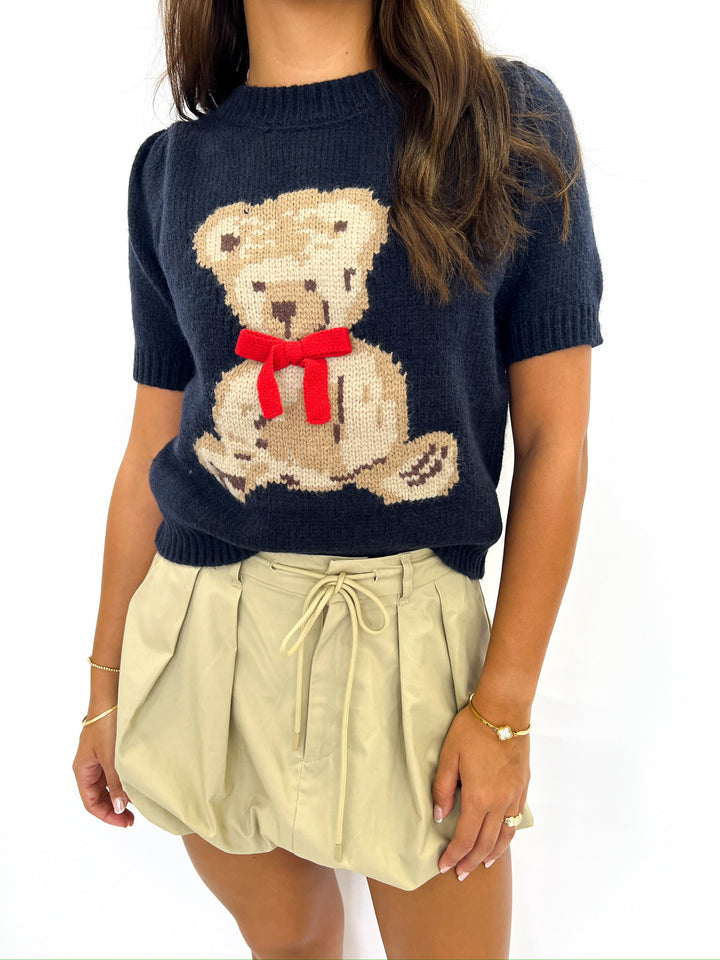 Navy Bear Bow Sweater