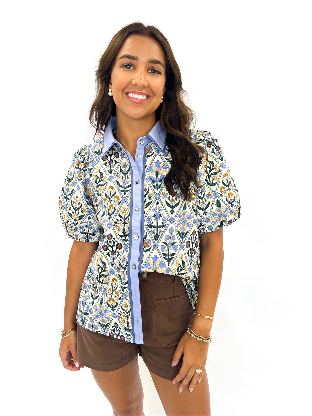 Blue Multi Fall Flow Top