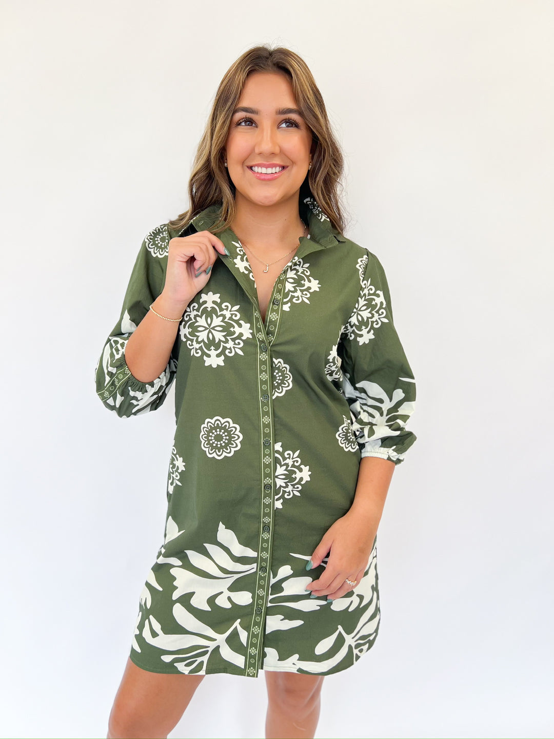 Olive Foliage Ava Dress