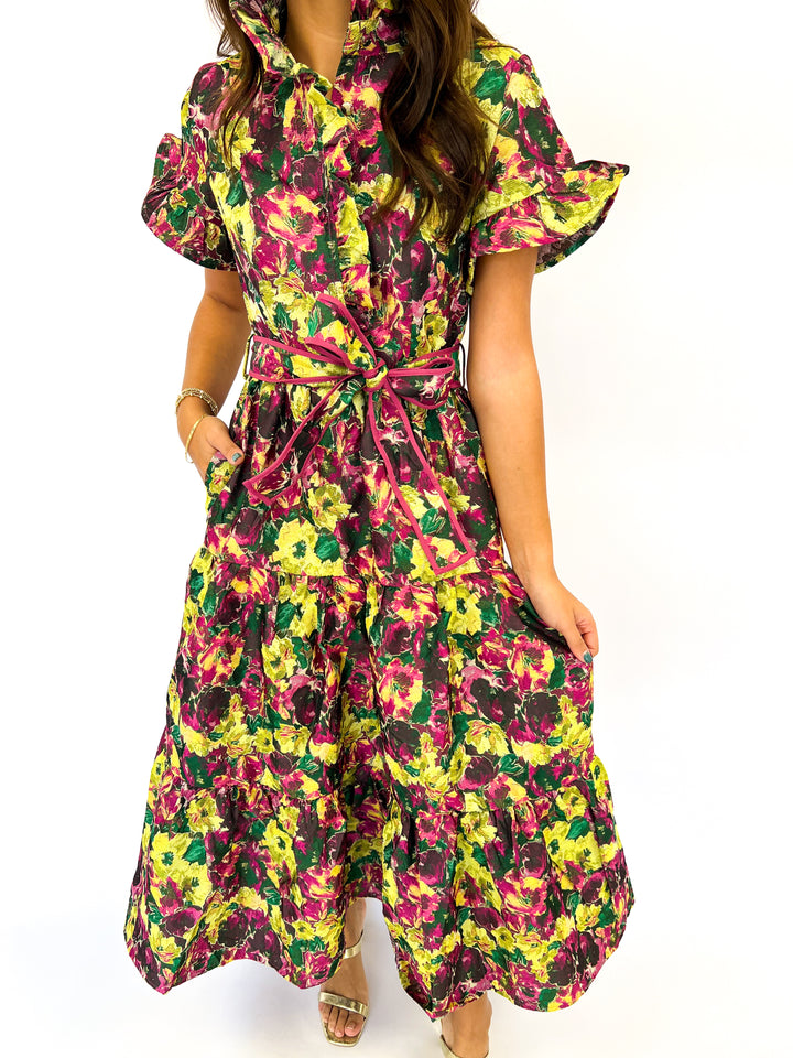 Lena Floral Jacquard Maxi Dress