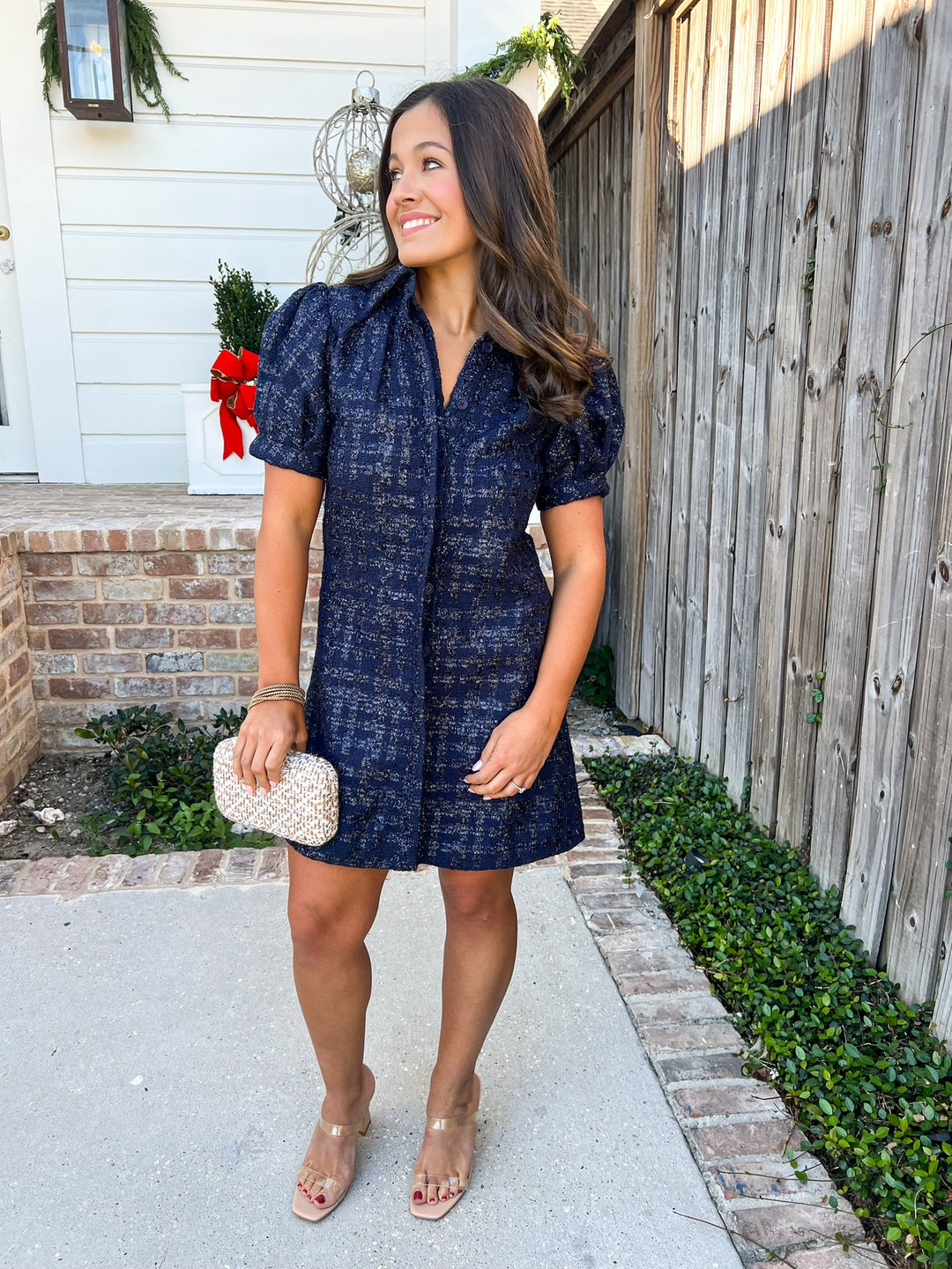 Navy Tweed Vivienne Mini Dress