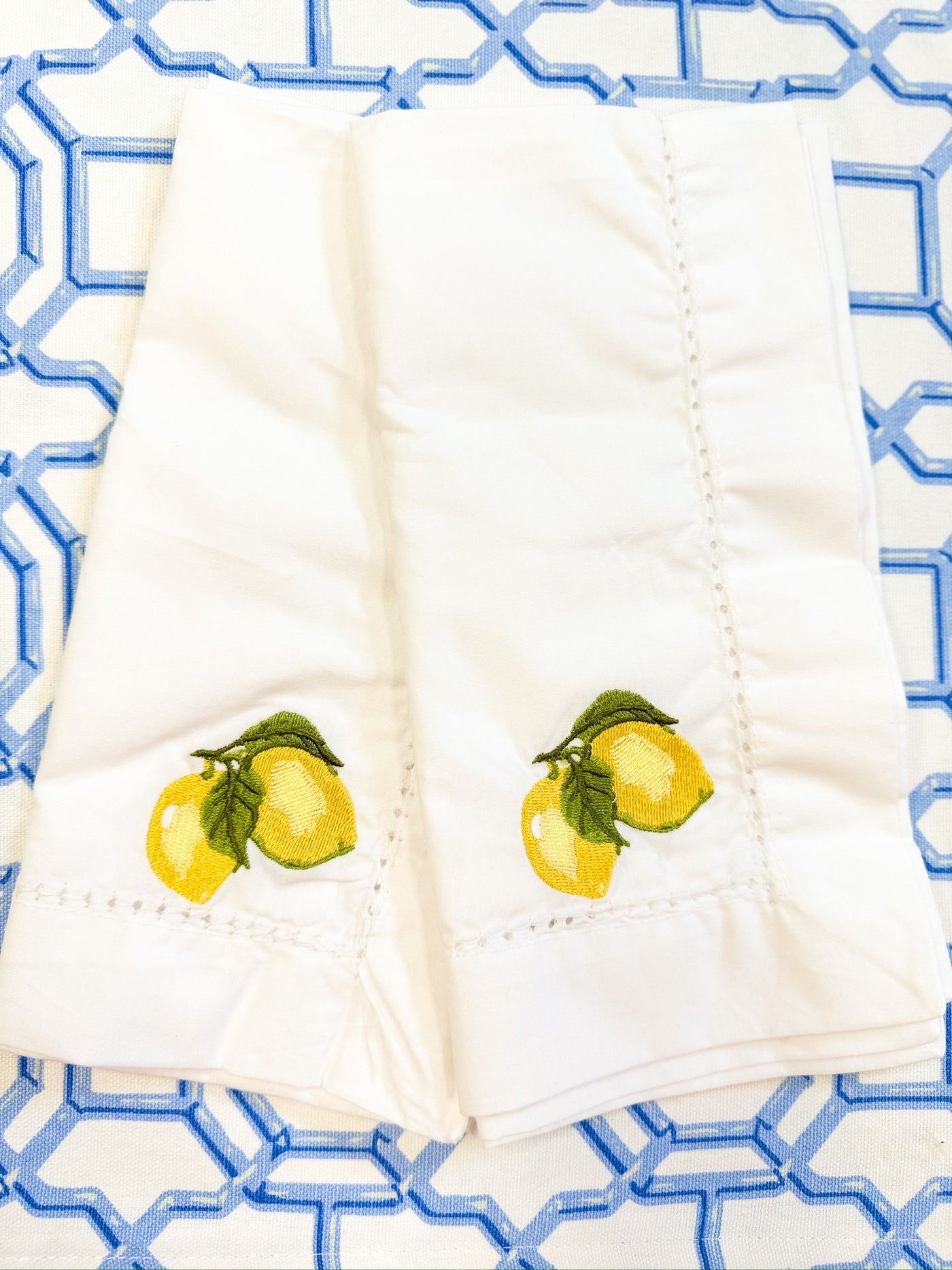 Lemon Embroidered Dinner Napkins