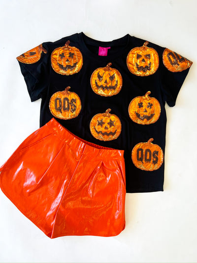 Black & Orange Metallic Pumpkin Tee