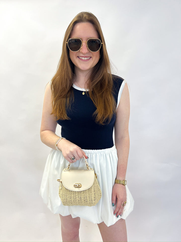 White Poplin Balloon Mini Skirt