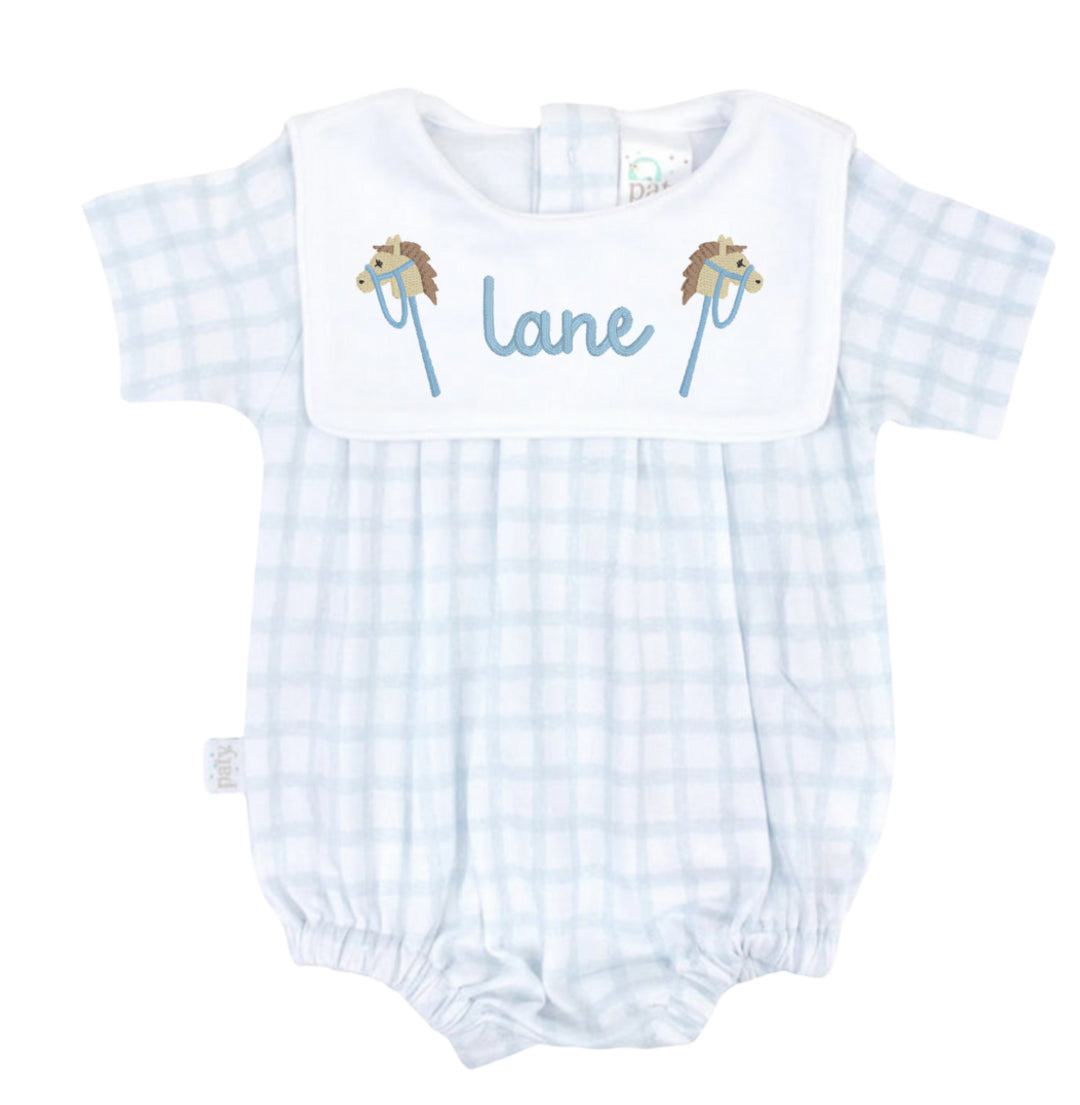 Blue Gingham Pima Bib Bubble