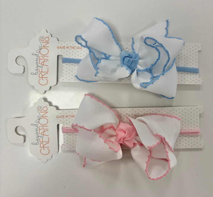 Crochet Edge Bows on Headband Lrg