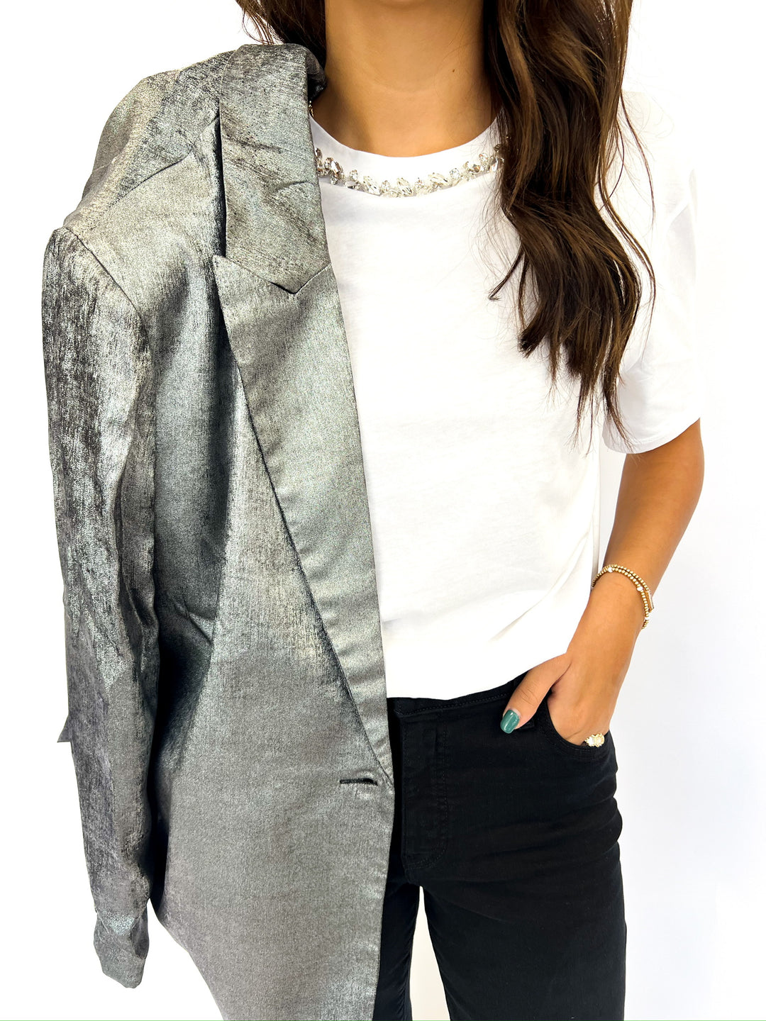 White Embellished Tee