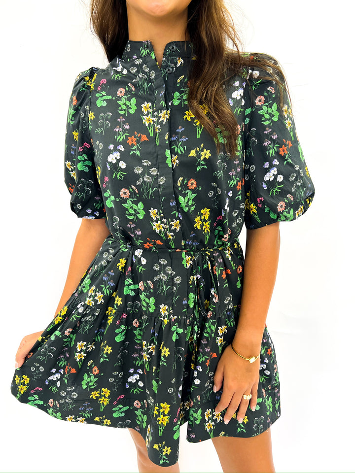 Black Multi Flower Layout Dress