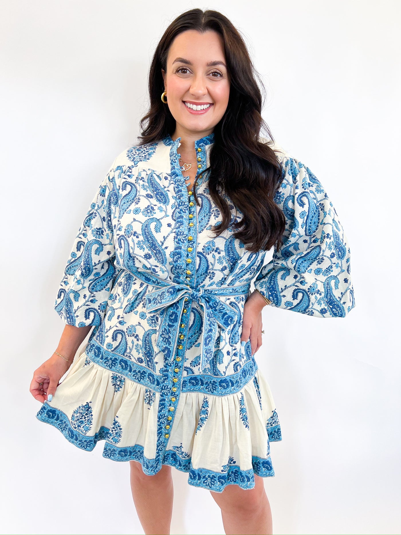 Tu Tia Blue Belted Dress