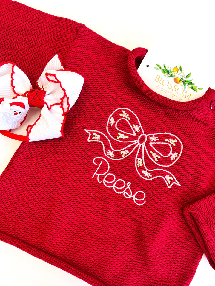 Red Rolled Neck Pullover