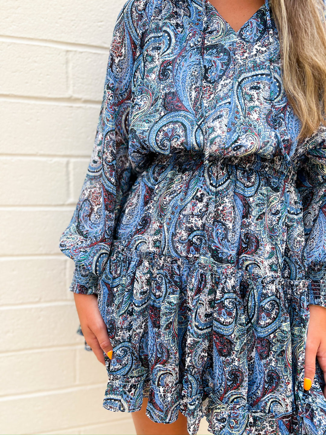 Blue Paisley Layered Dress