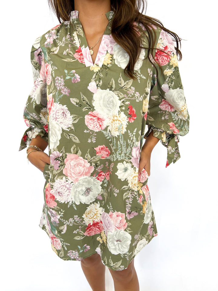 Olive Plentiful Floral Dress