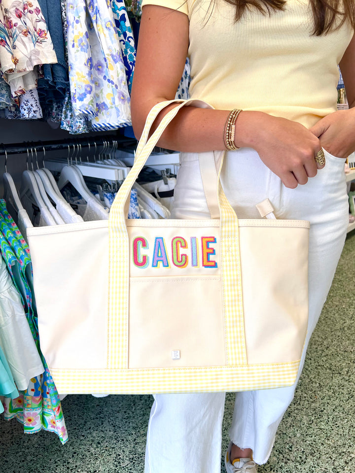 Buttercup Trim Coated Canvas Medium Tote