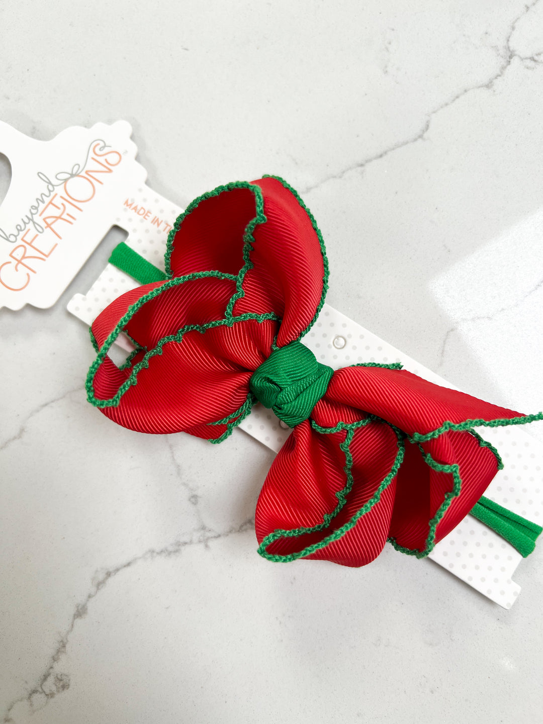 Crochet Edge Bows on Headband Lrg