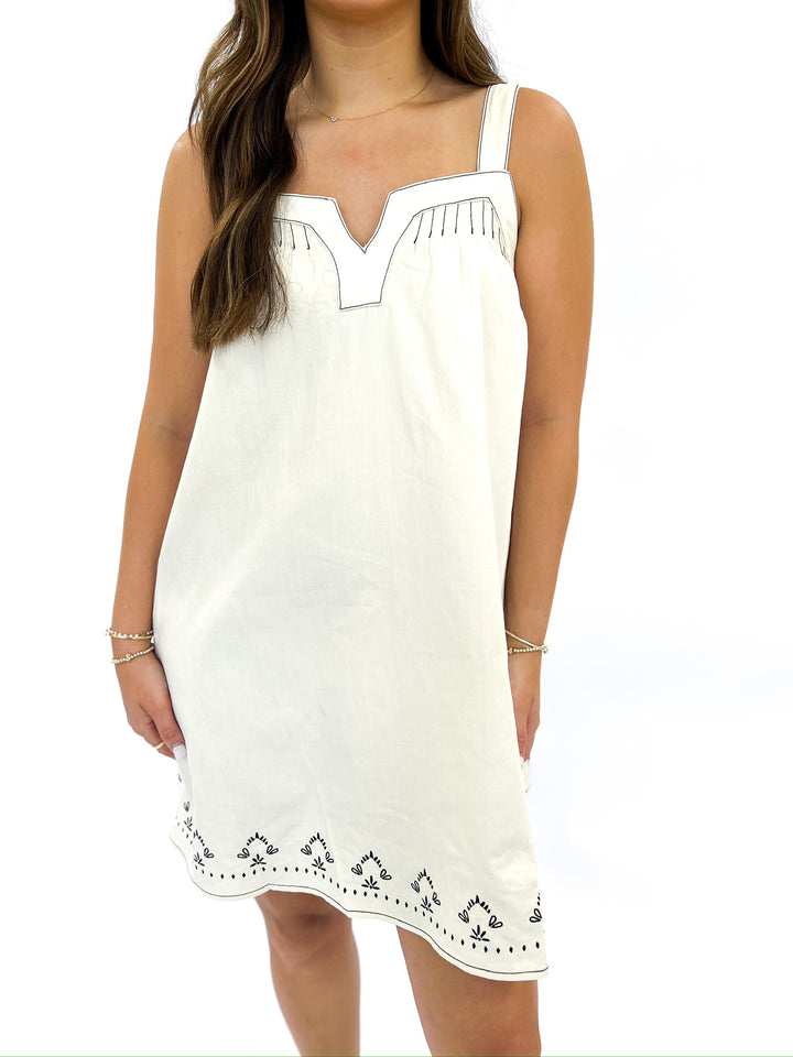 Retro Embroidered Mini Dress