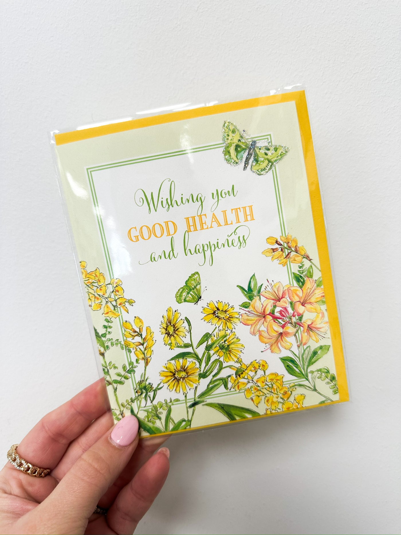 Good Health & Happiness Yellow Botanicals Card
