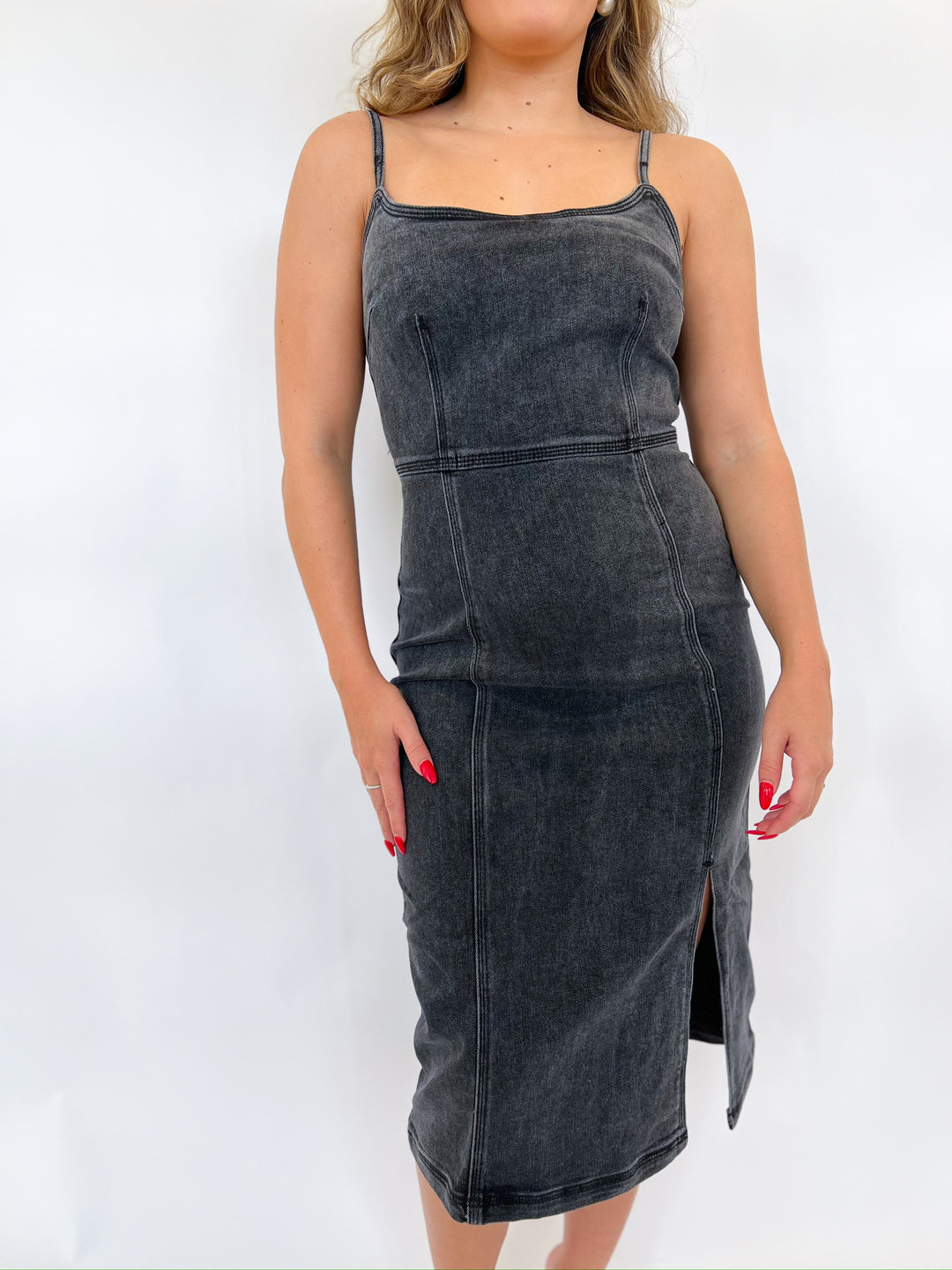 Giselle Black Washed Denim Dress