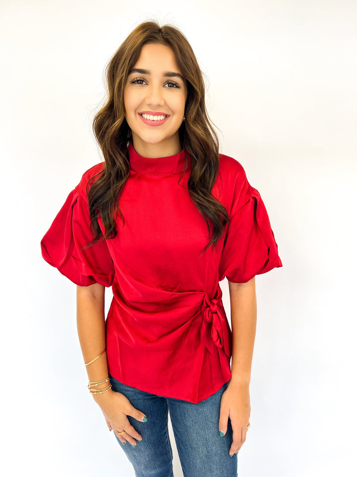 Lipstick Red Sasha Satin Top