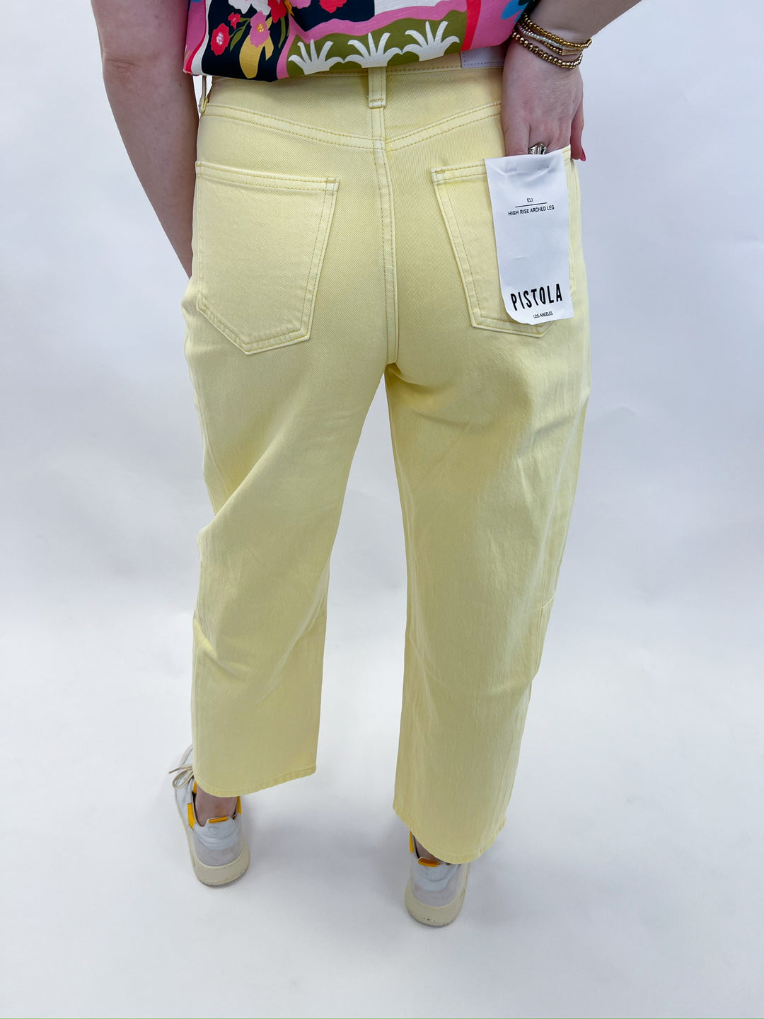 Soft Buttercup Eli High Rise Arched Leg Denim