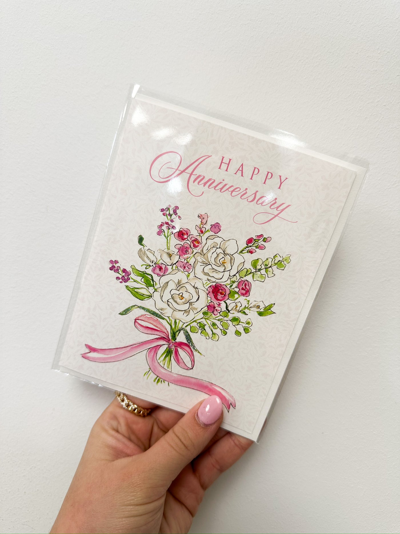 Happy Anniversary Pink Bouquet Card