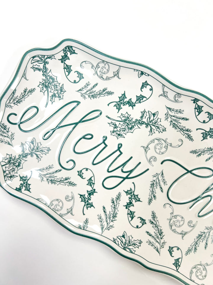 Merry Green Toile Tray