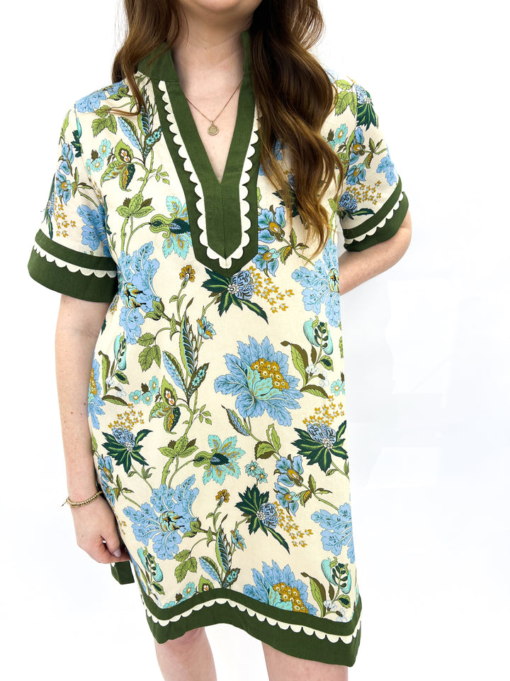 Ecru Olive Trim Grady Dress