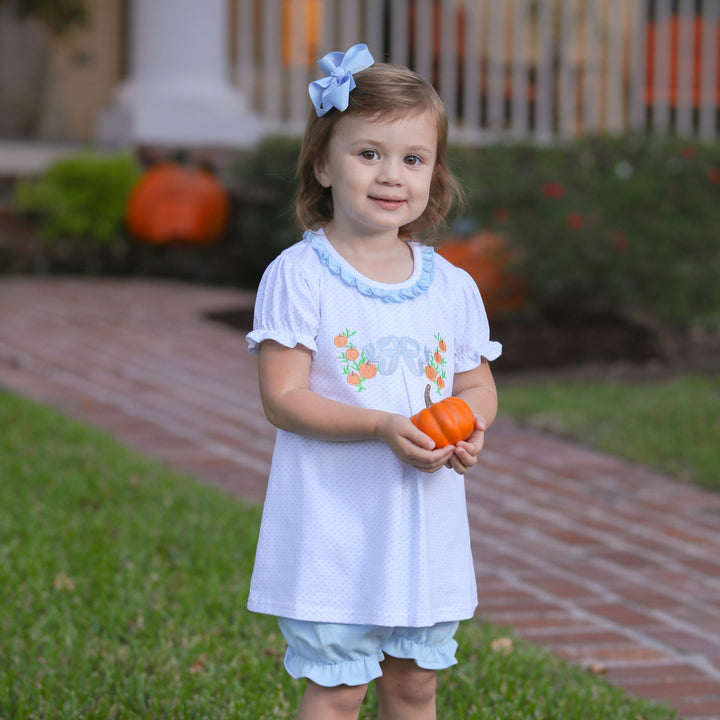 Pumpkin Bow Girls Bloomer Set