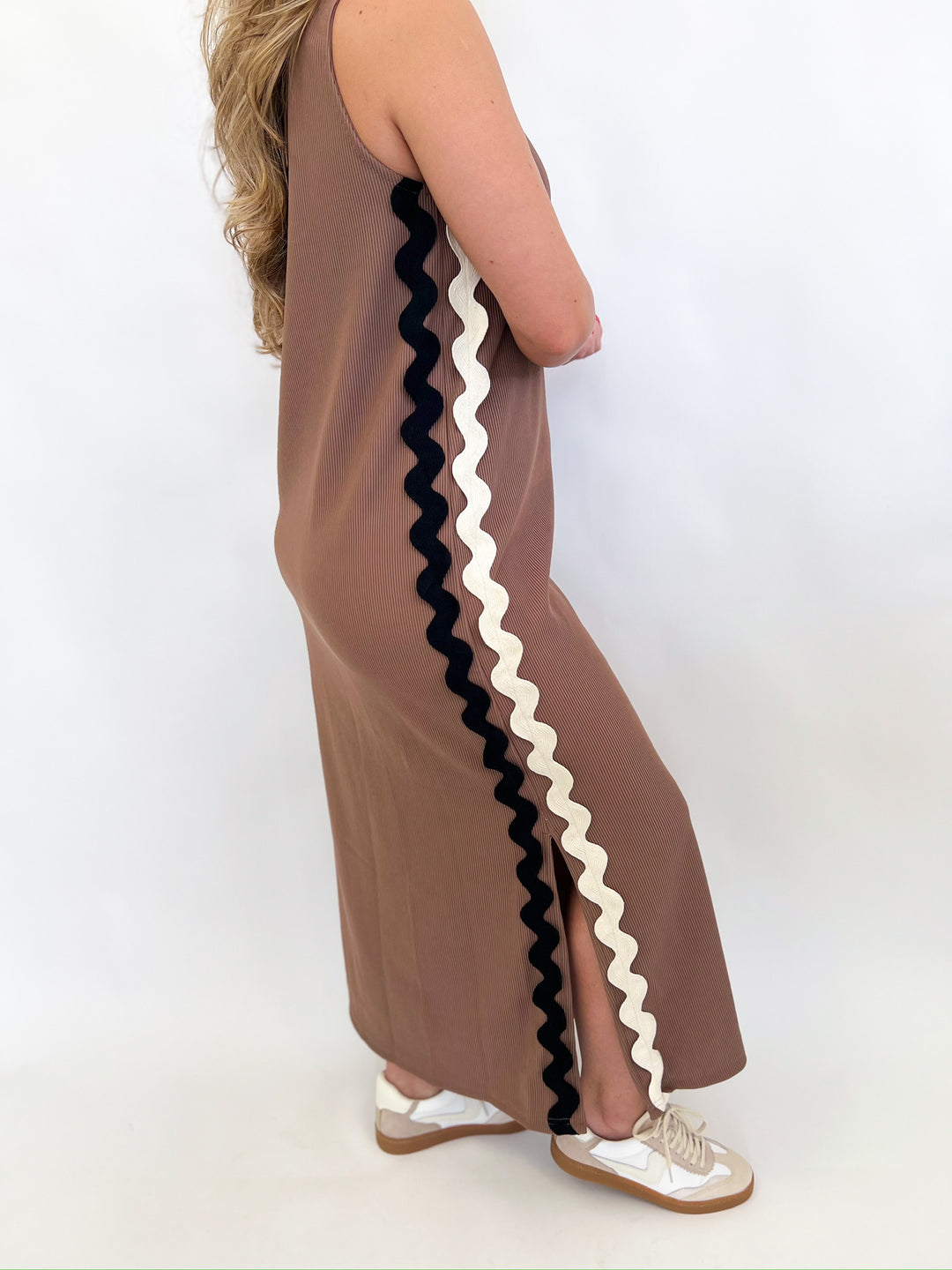 Mocha Midi Trim Dress