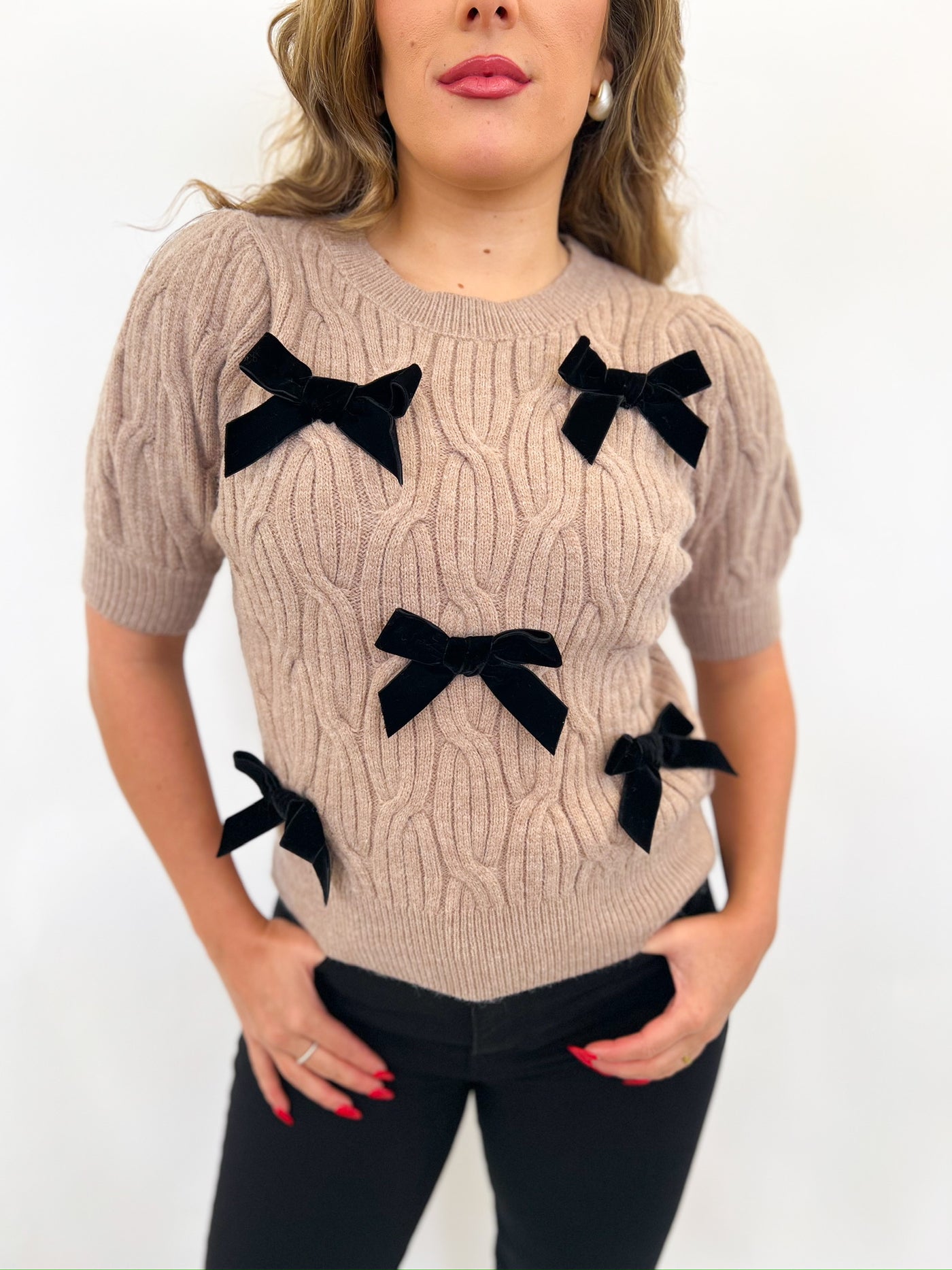 Bowtiful Mocha Sweater Top