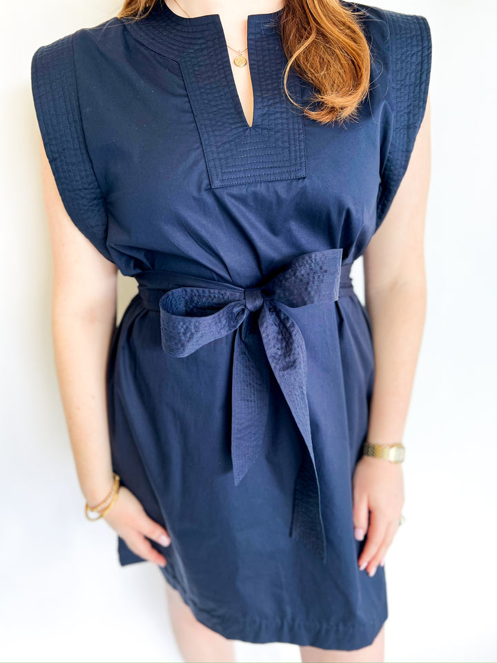 Navy Stitch Mini Dress