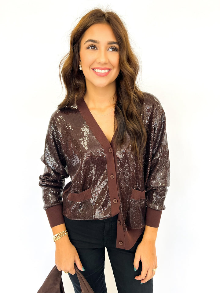 Dark Chocolate Sequin Cardigan