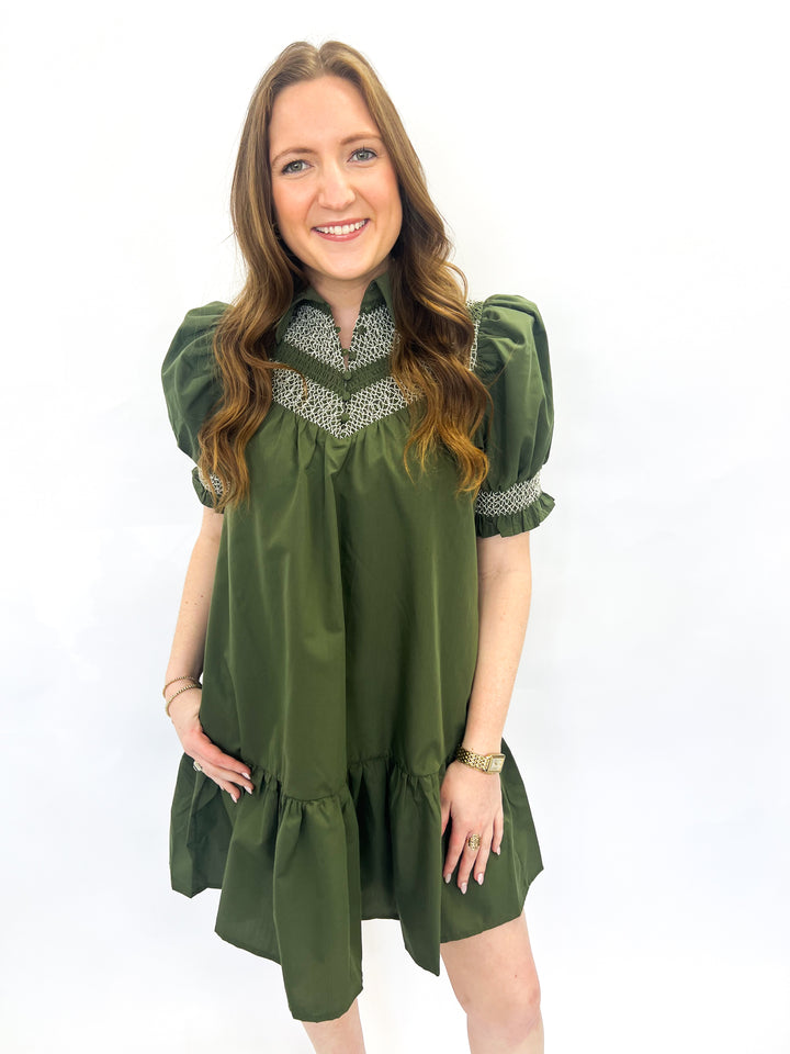 Olive Smock Neck Celia Dress