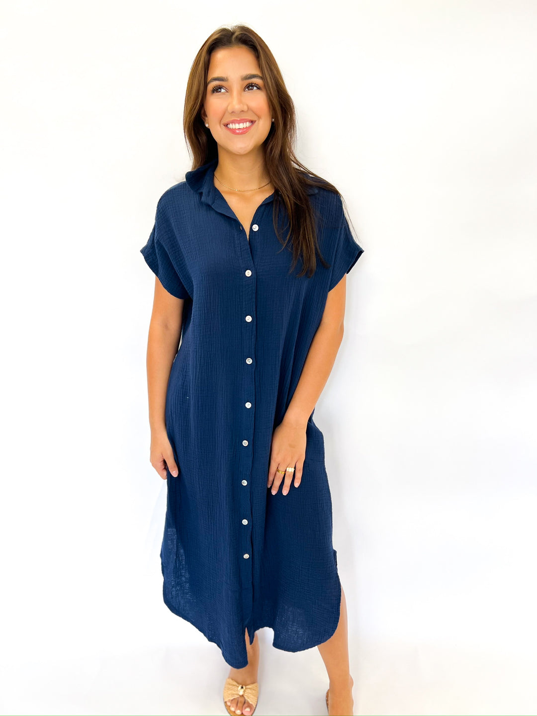 Gauze Button Down Maxi Dress