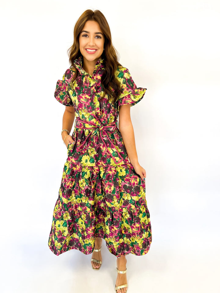 Lena Floral Jacquard Maxi Dress