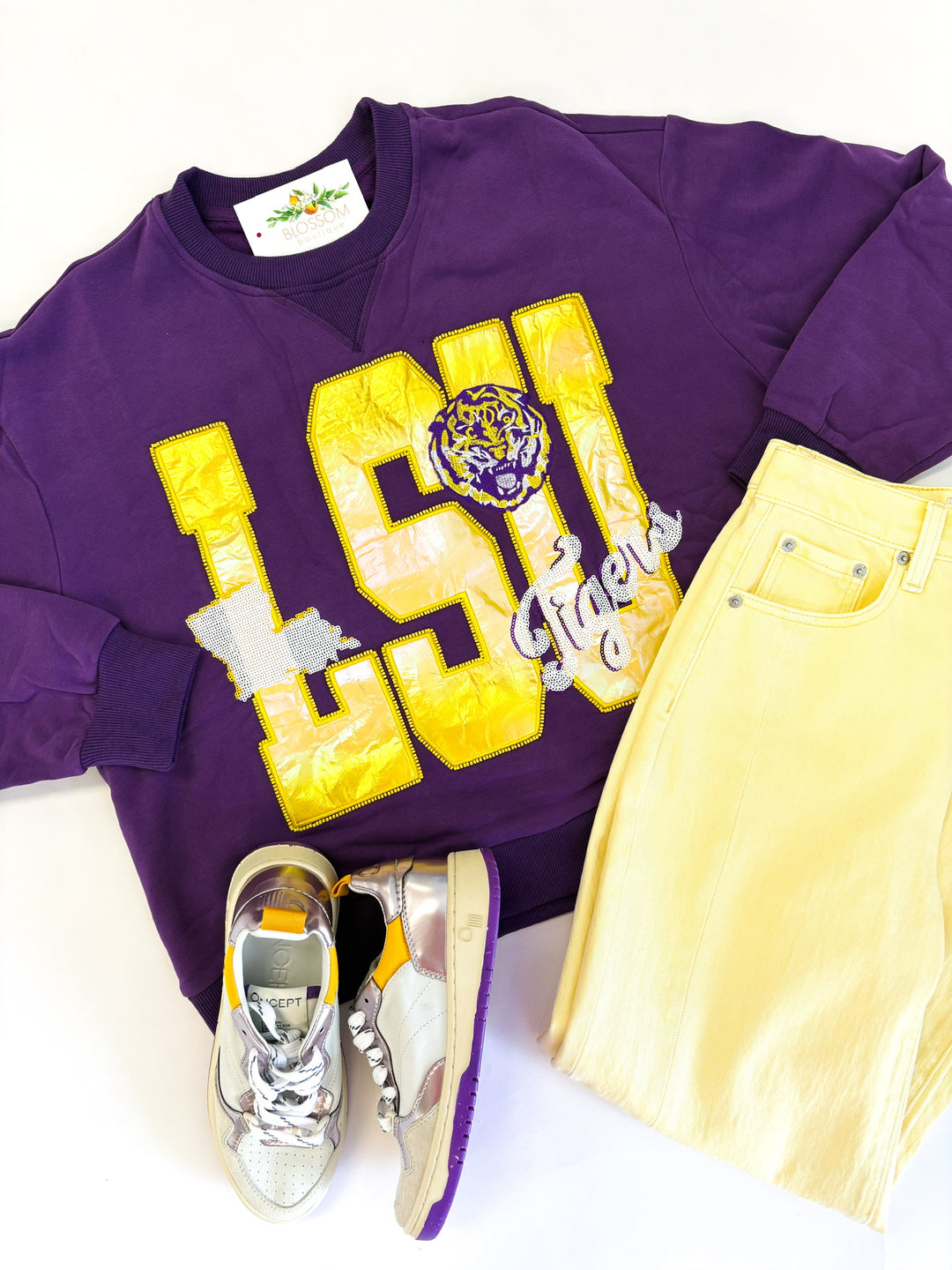 LSU Metallic Words Sweatshirt
