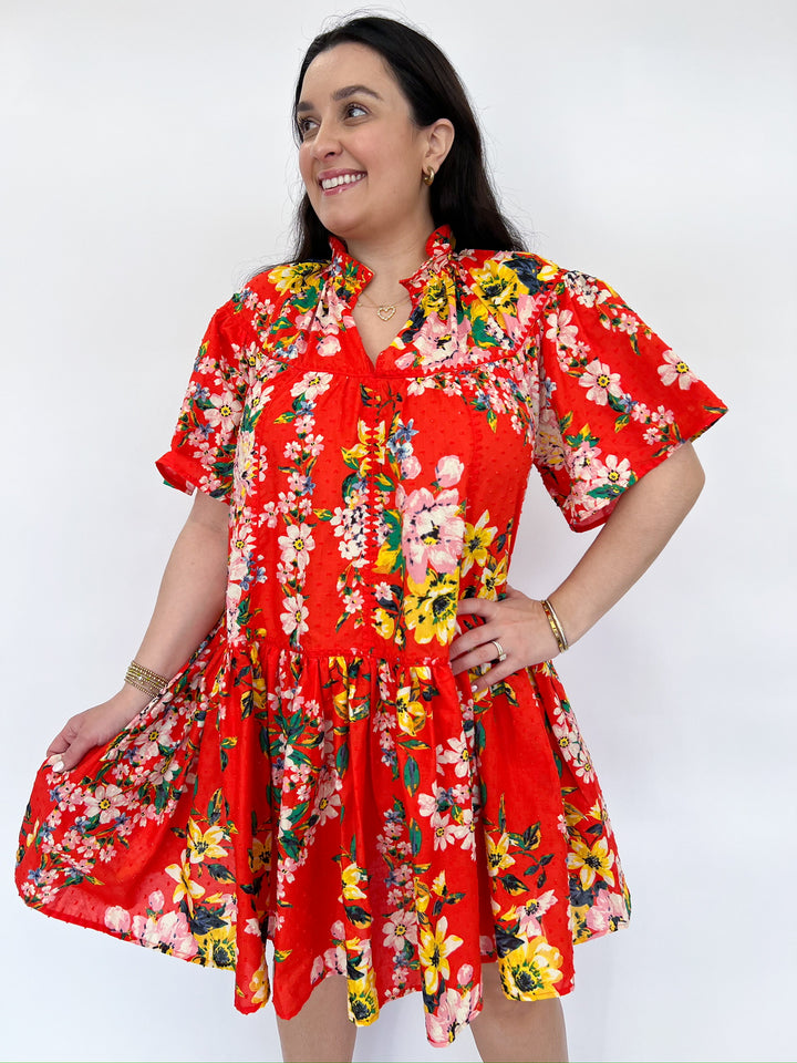 Orange Multi Magnet Floral Dress