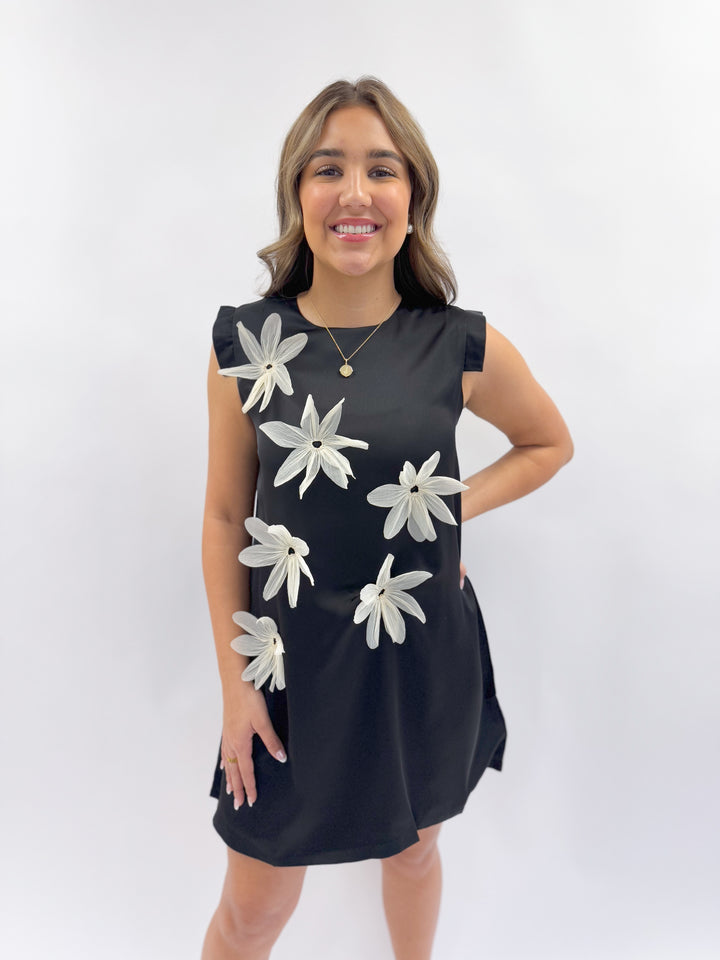 Black Flower Burst Dress