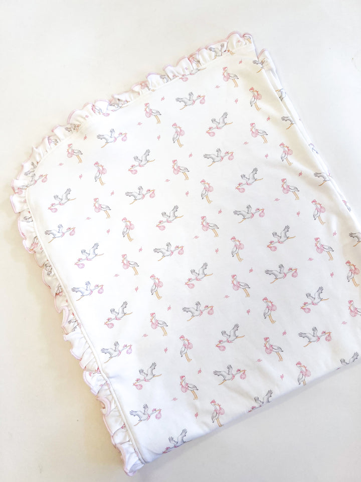 Girl Tiny Storks Receiving Blanket
