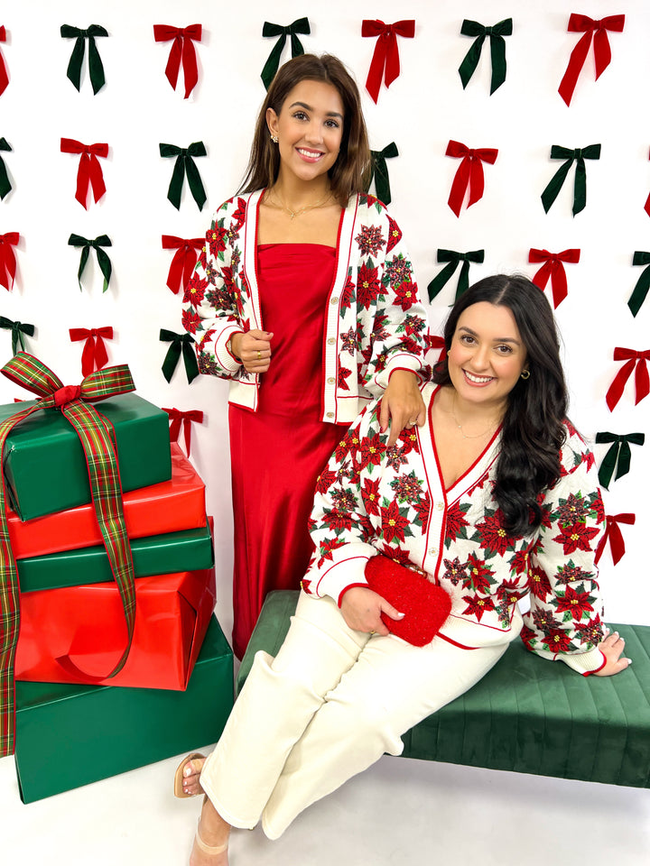 Poinsettia Button Up Cardigan