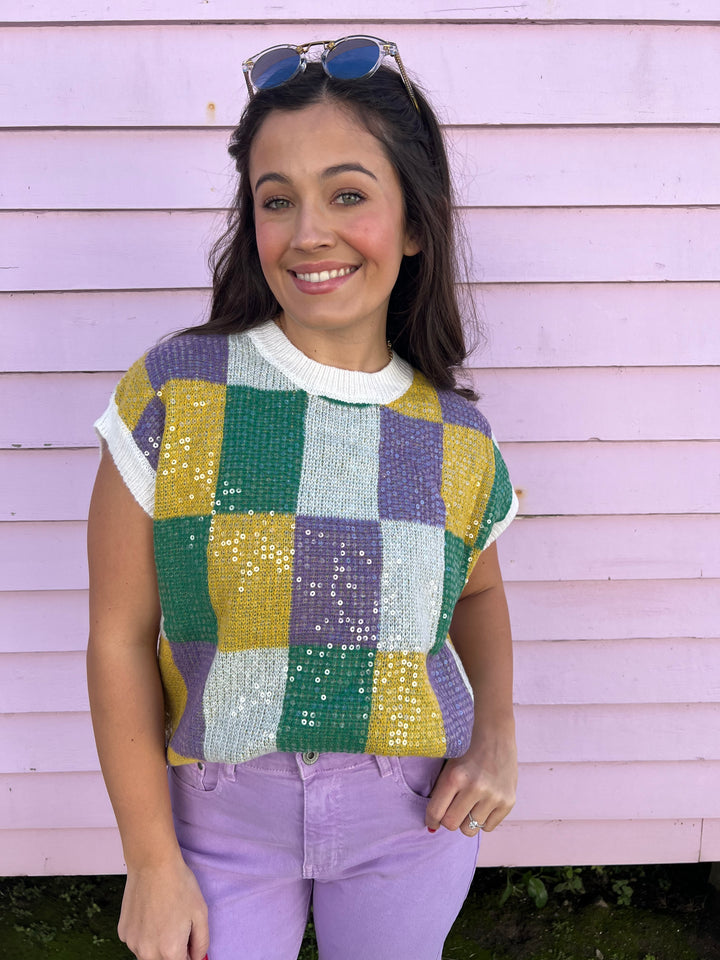 Mardi Gras Sequin All-Over Sweater