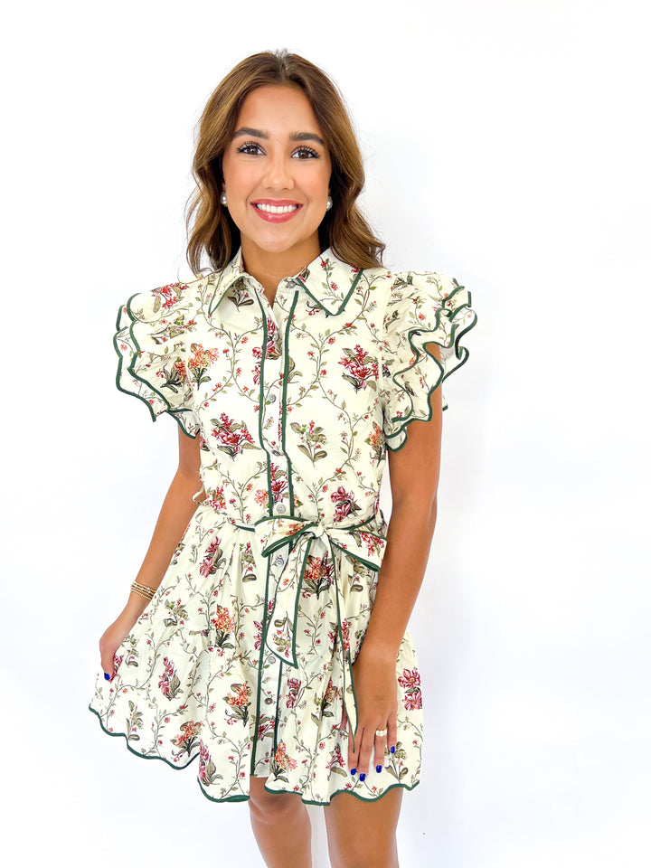 Sarah Ecru Belted Dress