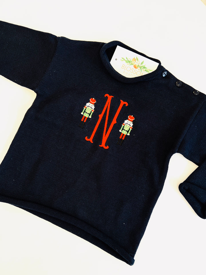 Navy Rolled Neck Pullover